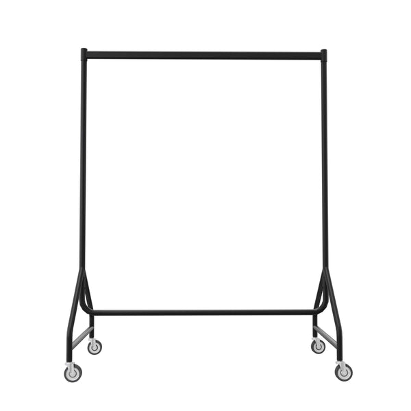 Kleiderständer mit Rollen schwarz matt für indoor und outdoor | 122 cm | minimalistisch