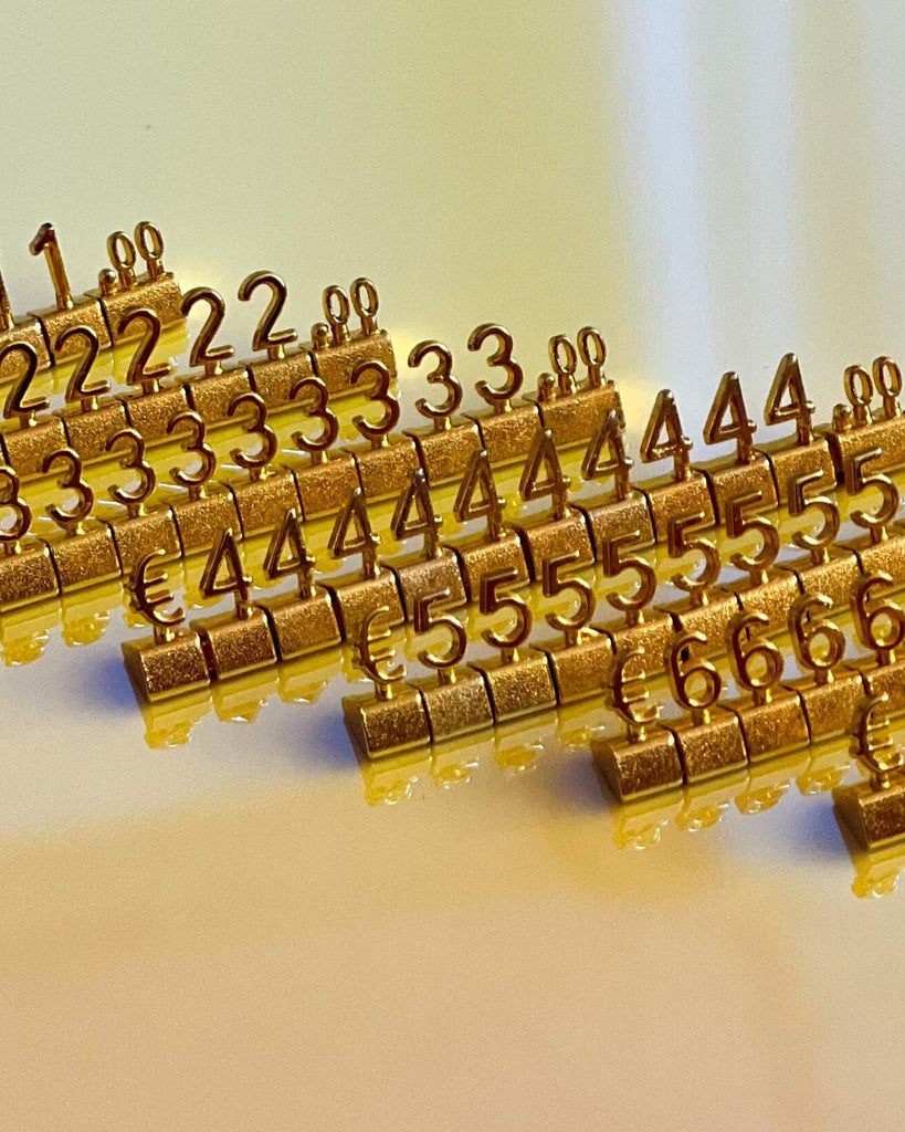 Preisschild gold Steckwürfel Preisauszeichnung in Euro, 120-teilig | Laden minimalistisch