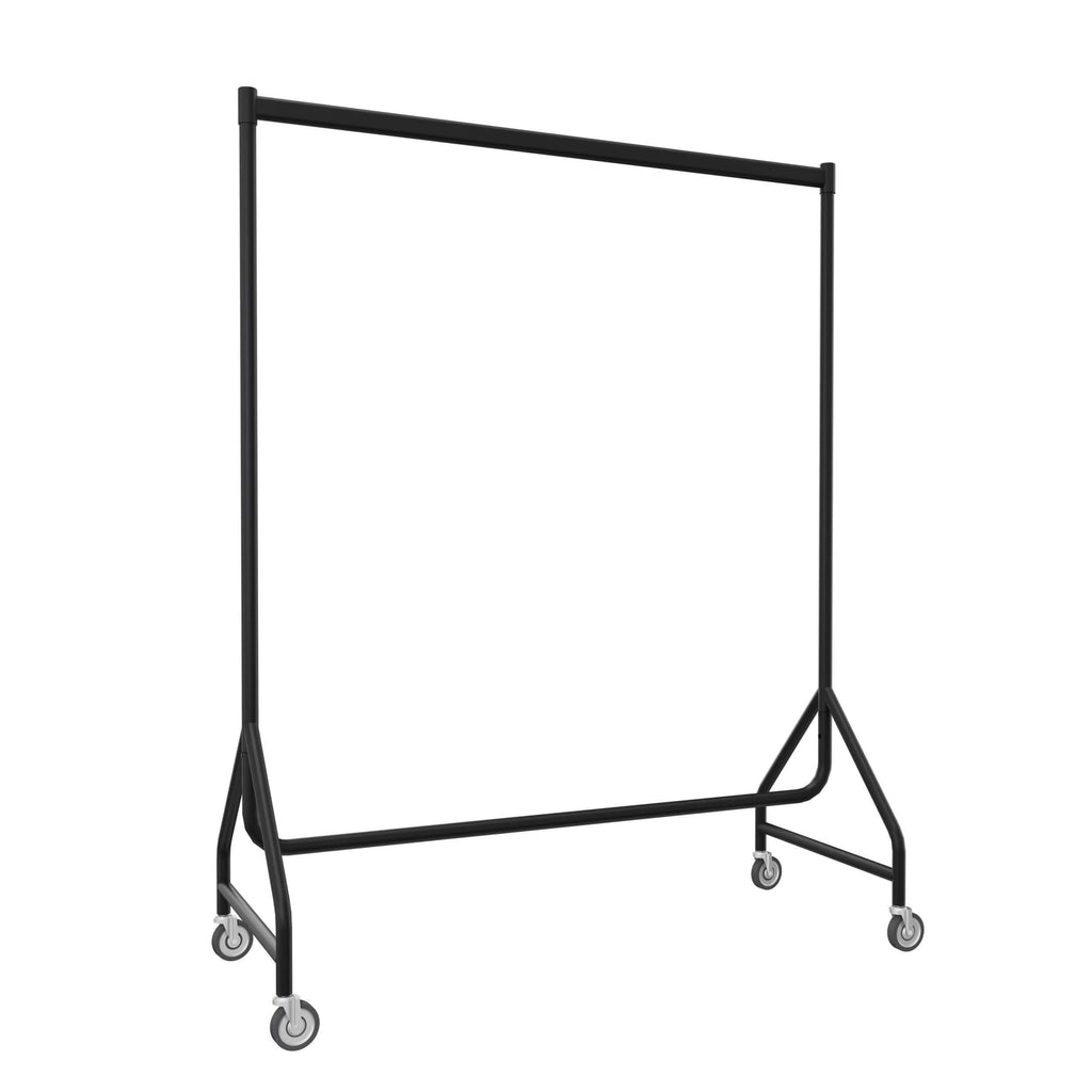 Kleiderständer mit Rollen schwarz matt für indoor und outdoor | 122 cm | minimalistisch