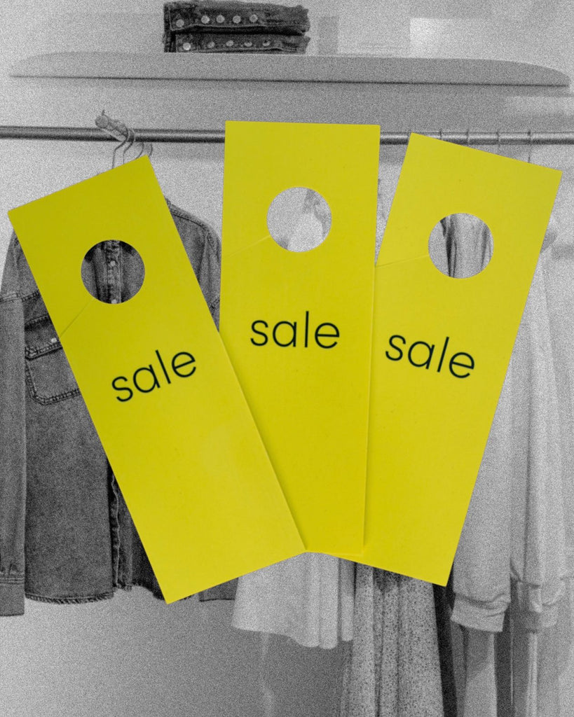 Sale Display gelb Aufhänger 3er-Set Hängeschild indoor outdoor | Laden minimalistisch